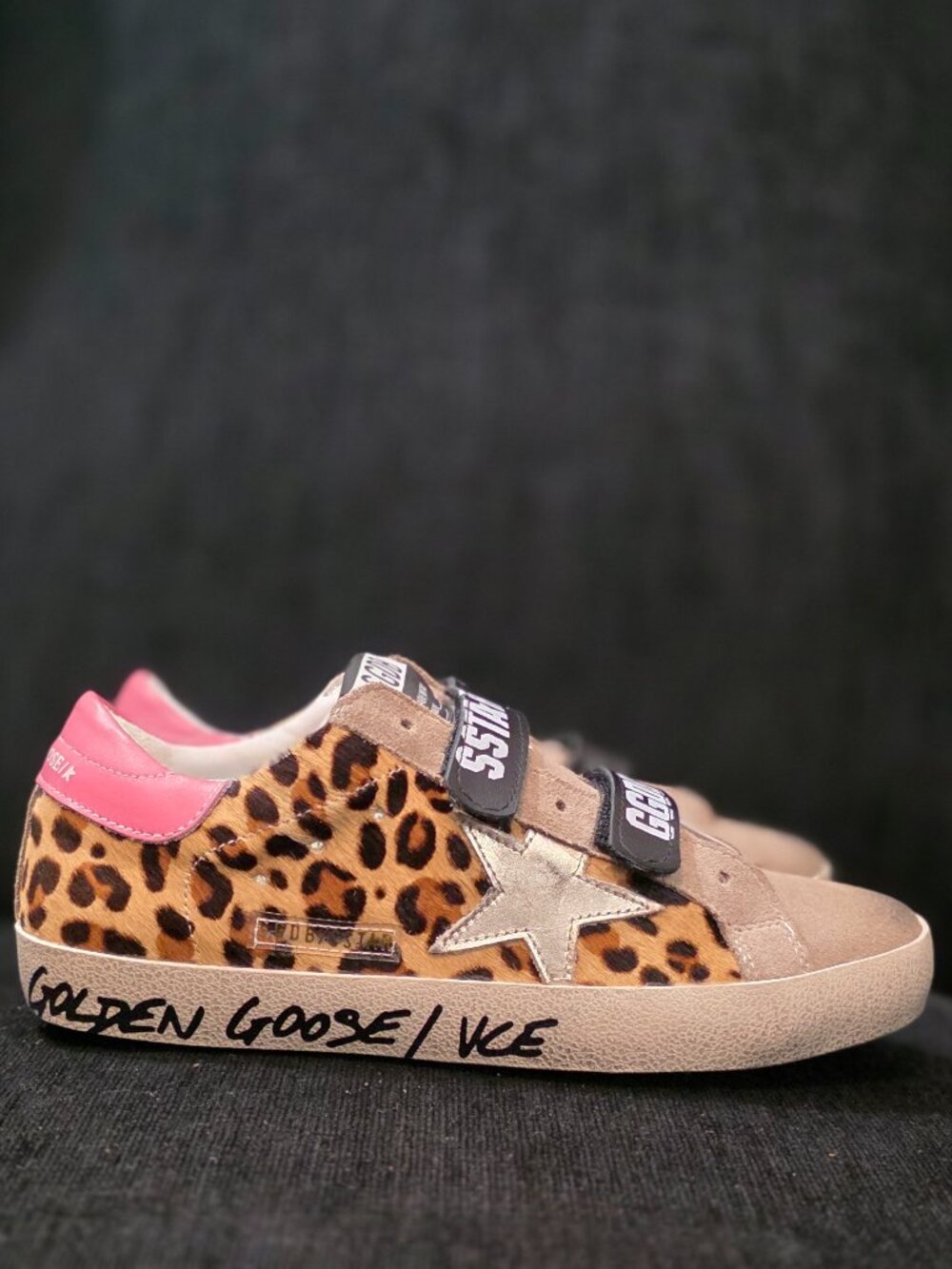 Golden Goose Old School Leopard Hot Pink & Gray Sneakers - Woman's Size 38